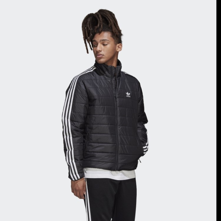 Jaqueta Puffer Gola Alta Acolchoada Preta Adidas