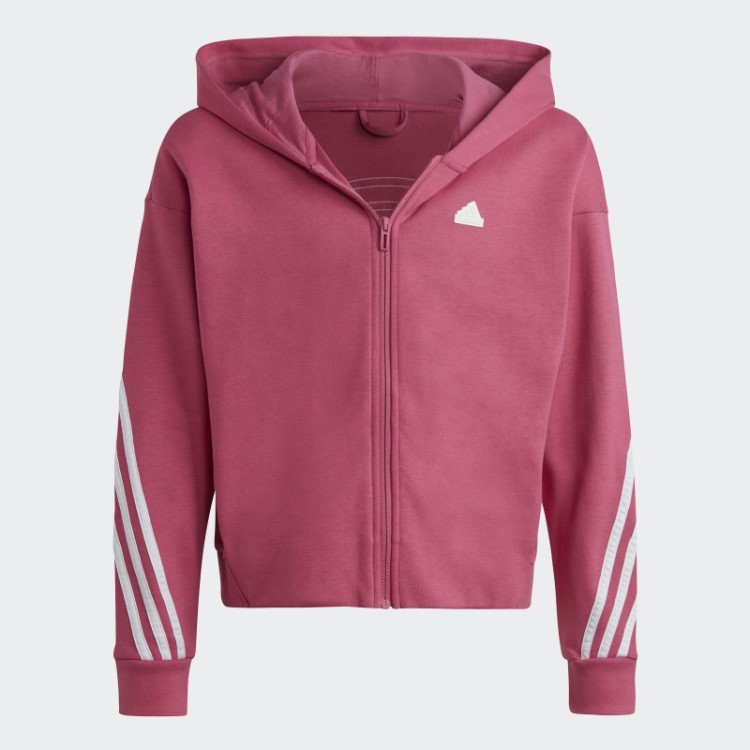 Future Icons Moletom Com Capuz E Zíper Nas Três Listras Adidas Fúcsia