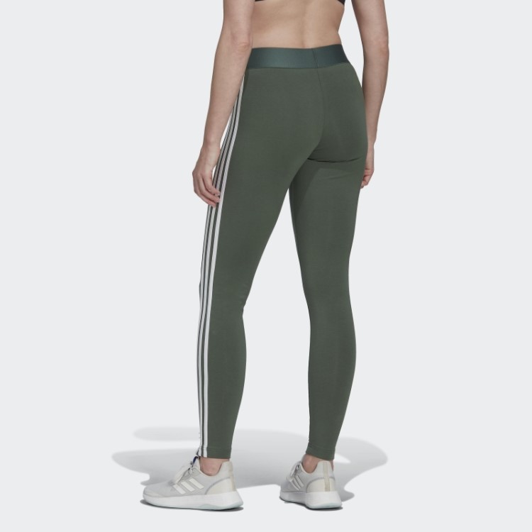 Legging Com As Três Listras Loungewear Essentials Green Oxid Adidas