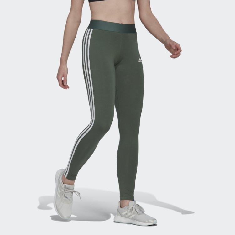Legging Com As Três Listras Loungewear Essentials Green Oxid Adidas