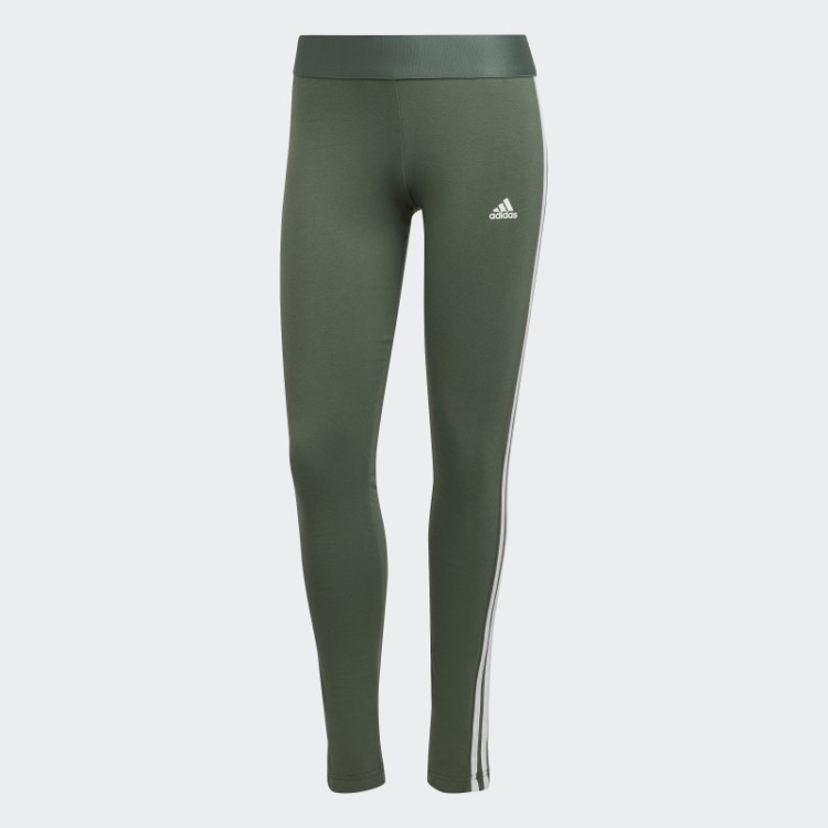 Legging Com As Três Listras Loungewear Essentials Green Oxid Adidas