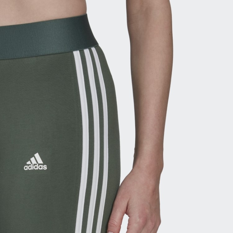 Legging Com As Três Listras Loungewear Essentials Green Oxid Adidas