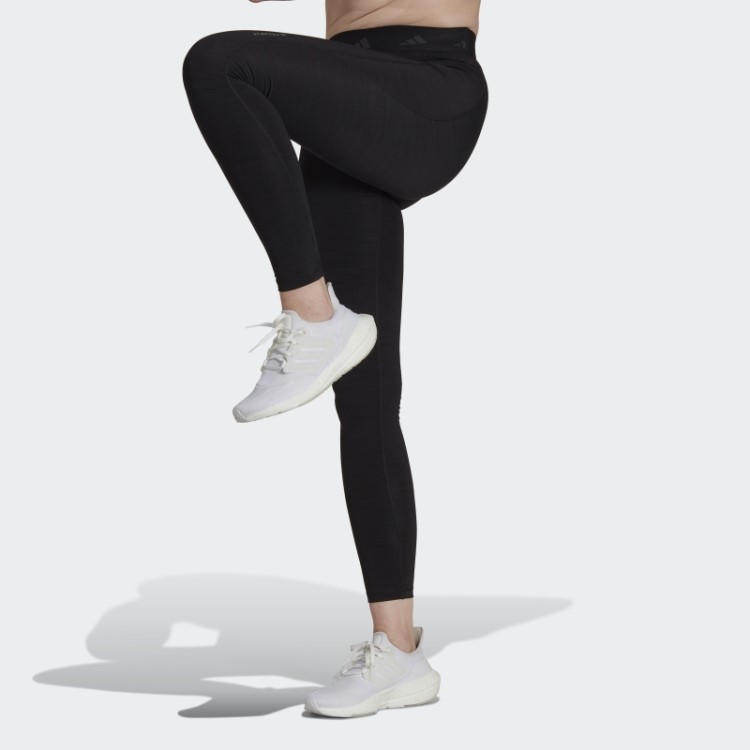 Legging Preta Melange Adidas Techfit Escovado Comprimento Total
