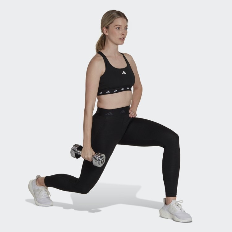 Legging Preta Melange Adidas Techfit Escovado Comprimento Total