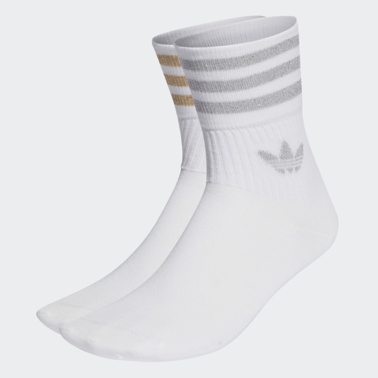 Meias Brancas Cano Médio Com Purpurina 2 Pares Adidas