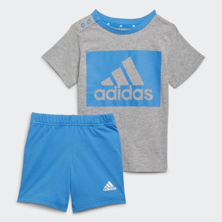 Conjunto De Camiseta E Shorts Adidas Essentials Cinza Médio