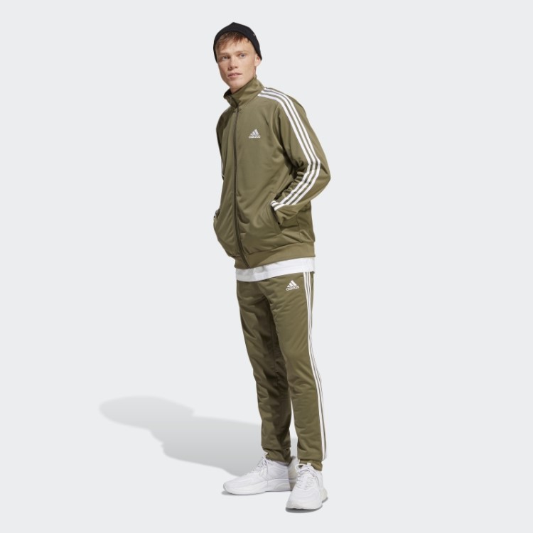 Fato De Treino Tricô Básico Verde-oliva Com As 3 Riscas Adidas