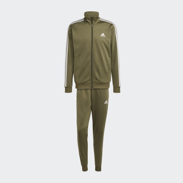 Adidas Adidas Basic 3 Listras Tricô Agasalho Verde-oliva