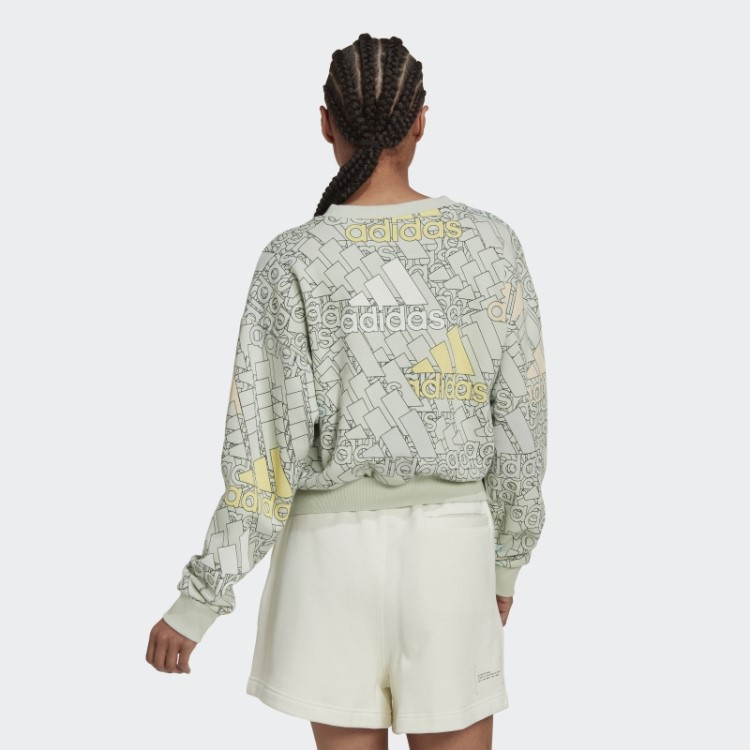 Essentials Moletom Cropped Com Logo Multicolorido Verde Adidas