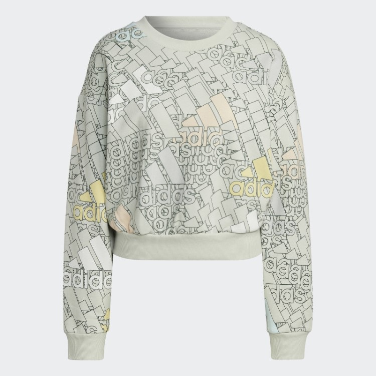 Essentials Moletom Cropped Com Logo Multicolorido Verde Adidas