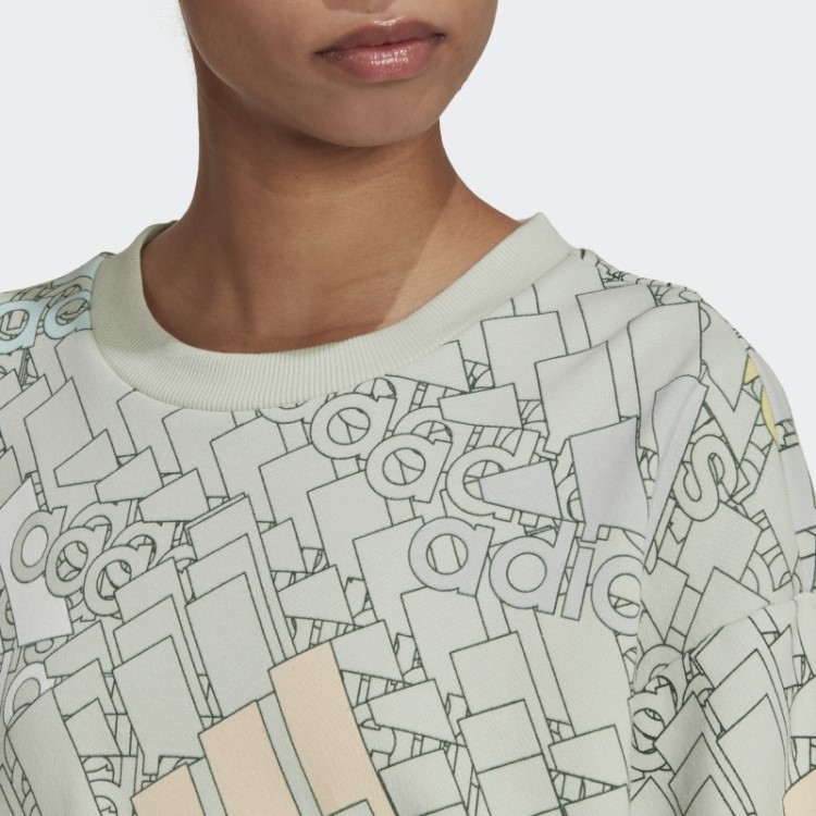 Essentials Moletom Cropped Com Logo Multicolorido Verde Adidas