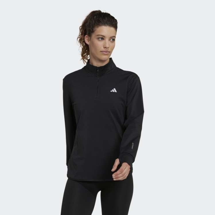 Top De Treino Preto Adidas Techfit Aeroready Quente Com Zíper