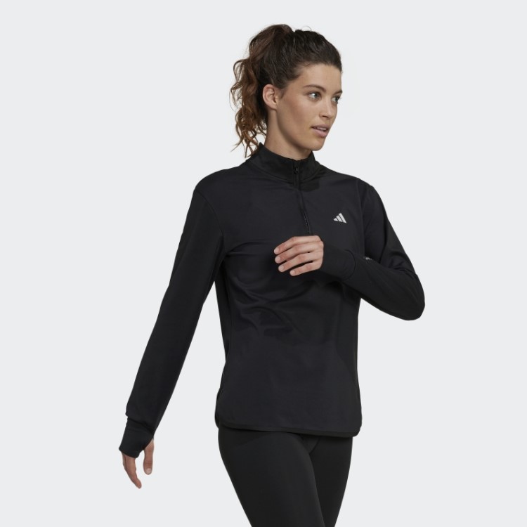 Top De Treino Preto Adidas Techfit Aeroready Quente Com Zíper