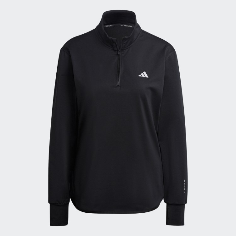 Top De Treino Preto Adidas Techfit Aeroready Quente Com Zíper