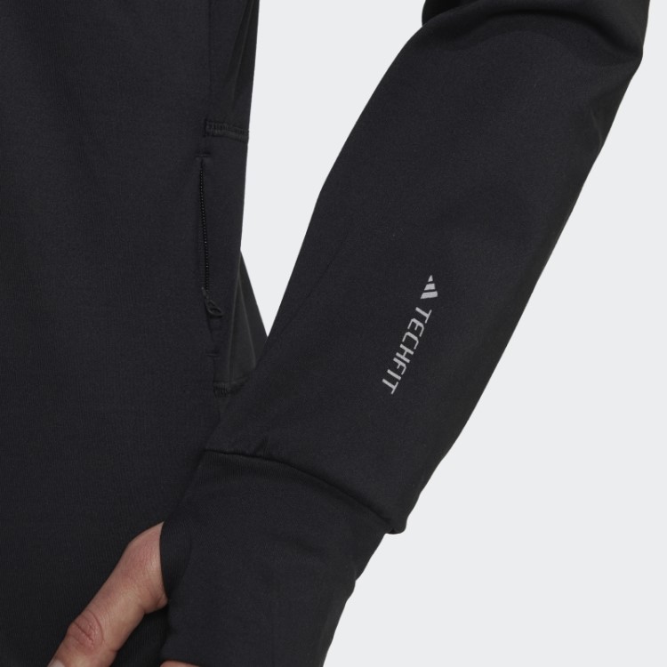 Top De Treino Preto Adidas Techfit Aeroready Quente Com Zíper