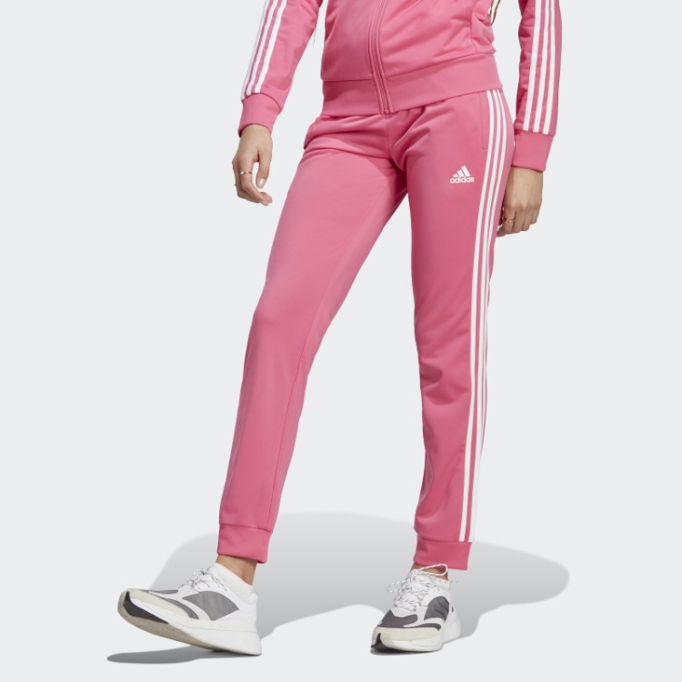 Adidas Magenta Primegreen Essentials Warm-up Calça Esportiva Slim Cônica Com As Três Listras