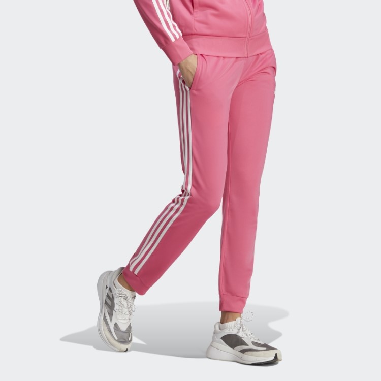 Adidas Magenta Primegreen Essentials Warm-up Calça Esportiva Slim Cônica Com As Três Listras