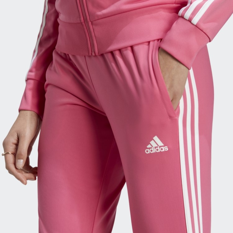 Adidas Magenta Primegreen Essentials Warm-up Calça Esportiva Slim Cônica Com As Três Listras