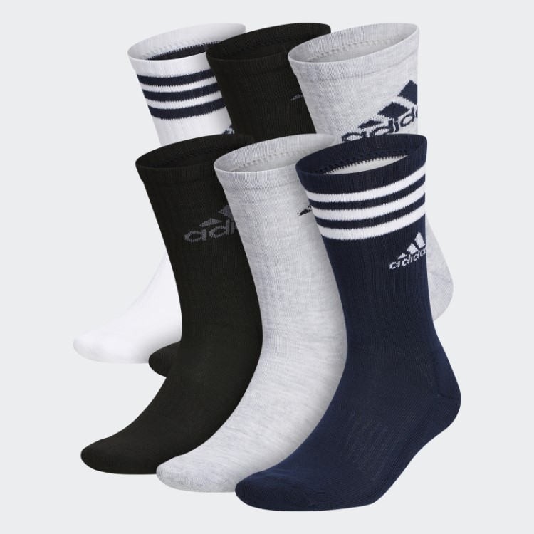 Meias Mistas Acolchoadas Cinza Claro Adidas 6 Pares