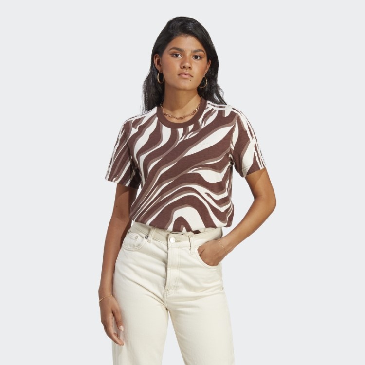 Camiseta Com Estampa Animal Print Abstrata Adidas Ruiva