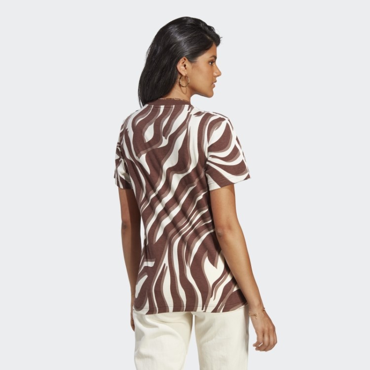 Camiseta Com Estampa Animal Print Abstrata Adidas Ruiva