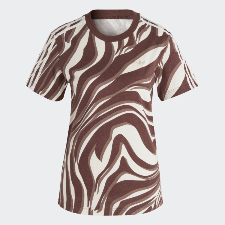 Camiseta Com Estampa Animal Print Abstrata Adidas Ruiva