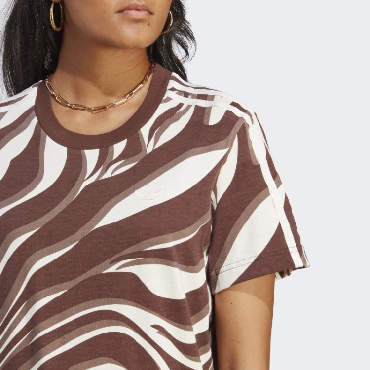 Camiseta Com Estampa Animal Print Abstrata Adidas Ruiva