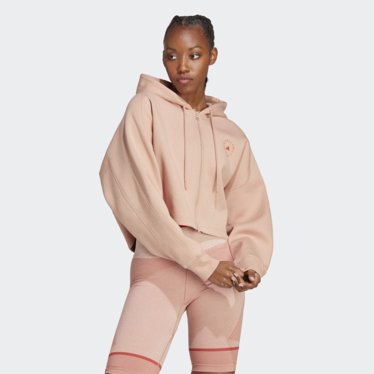 Moletom Com Capuz Cropped Adidas By Stella Mccartney Da Moda Amêndoa Macia