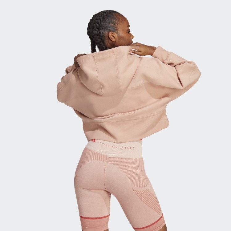 Moletom Com Capuz Cropped Adidas By Stella Mccartney Da Moda Amêndoa Macia