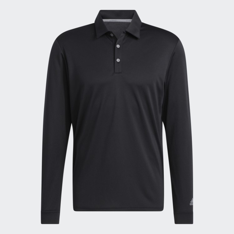 Camisa Polo Manga Longa Adidas Preta