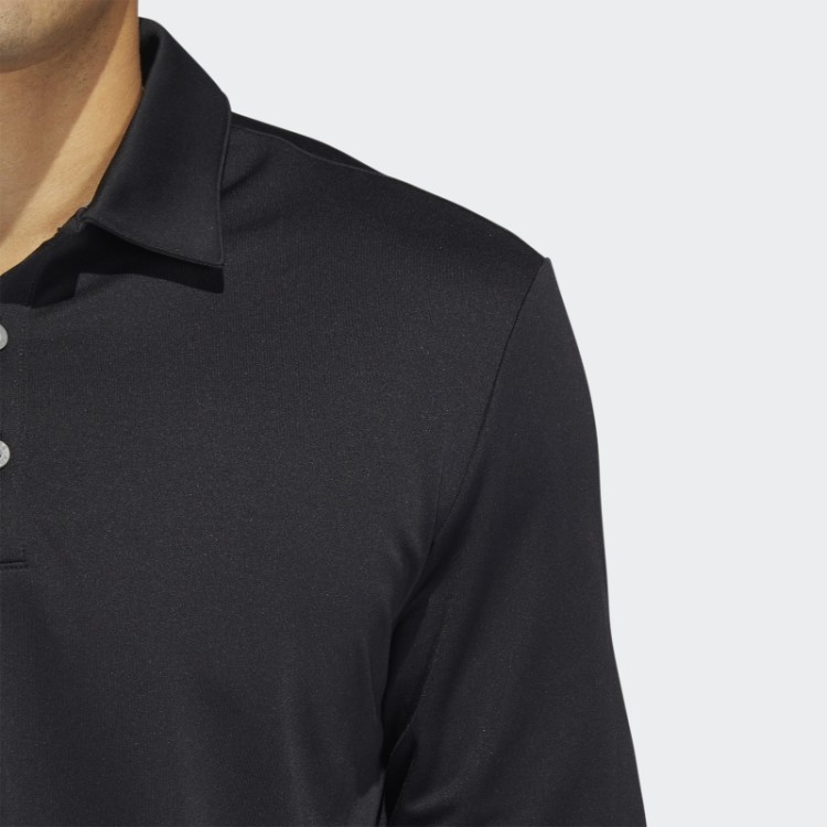 Camisa Polo Manga Longa Adidas Preta