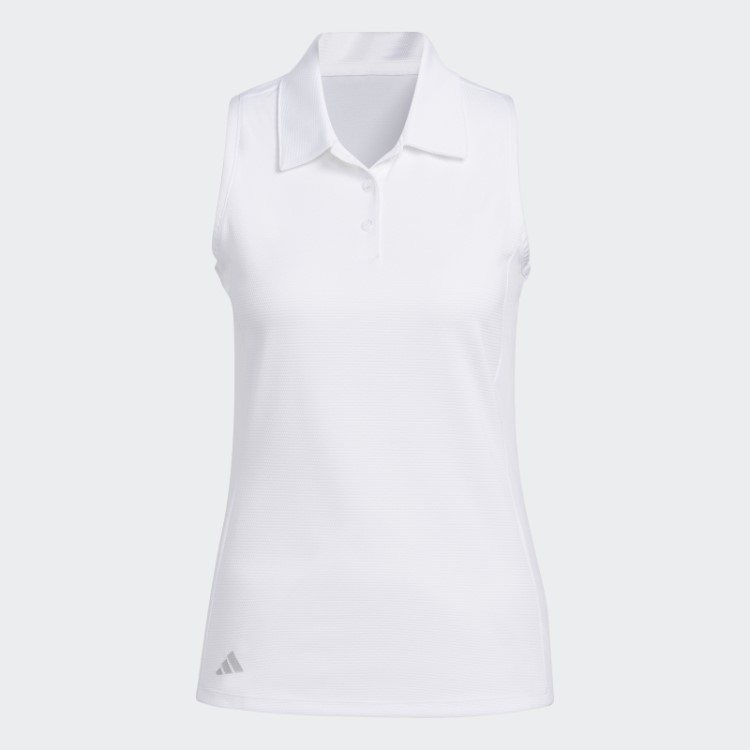 Camisa Polo De Golfe Sem Mangas Textura Adidas Branco