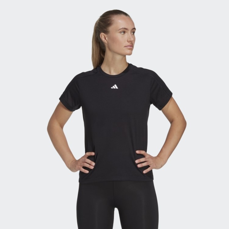 Aeroready Train Essentials Minimal Branding Camiseta Preta Com Gola Redonda Adidas