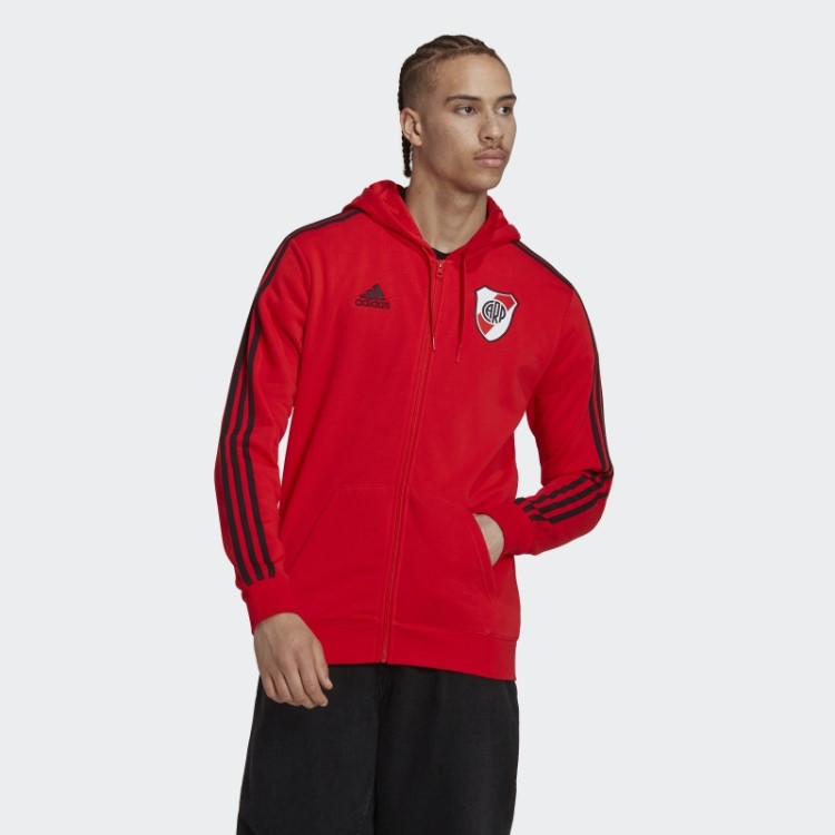 Moletom Vermelho Com As Três Listras Adidas River Plate