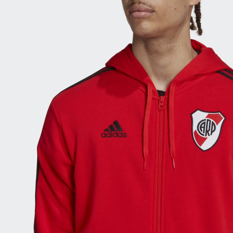Moletom Vermelho Com As Três Listras Adidas River Plate