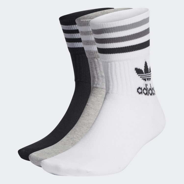 Meias Cano Médio - 3 Pares Adidas Branco