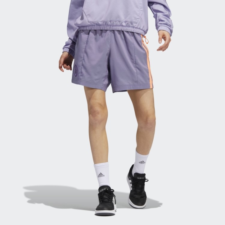 Shorts Roxo Tech Adidas Hoop York City Com Alfinetes