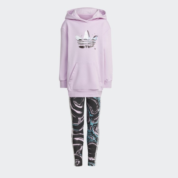 Conjunto De Leggings Com Capuz Gráfico Lilás Adidas