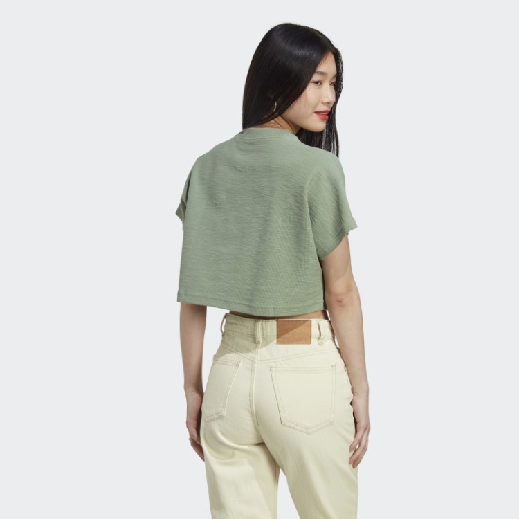 Top Cropped Felpudo Lounge Adidas Verde Prateado