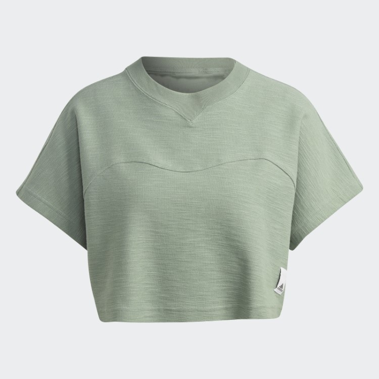Top Cropped Felpudo Lounge Adidas Verde Prateado