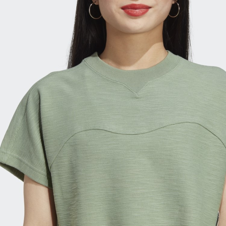 Top Cropped Felpudo Lounge Adidas Verde Prateado