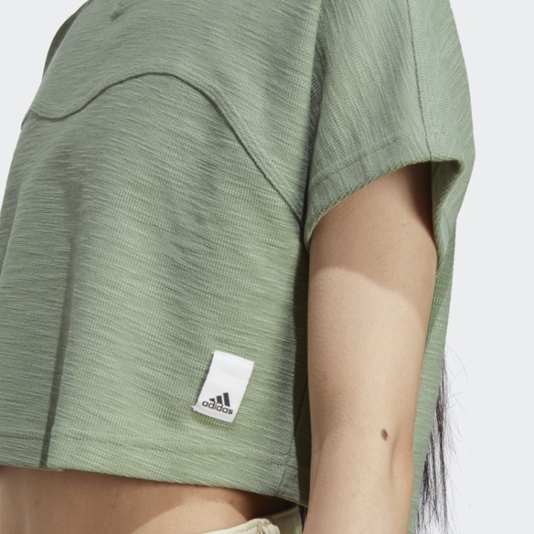 Top Cropped Felpudo Lounge Adidas Verde Prateado