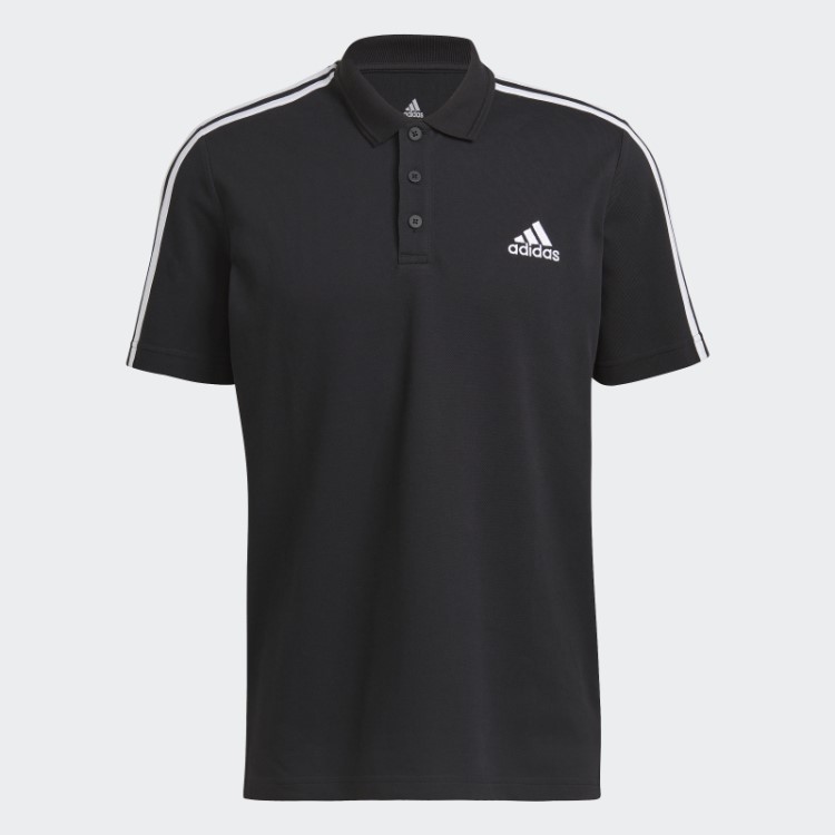 Aeroready Essentials Camisa Polo Com Logotipo Pequeno Bordado Em Piqué Com As Três Listras Preto Adidas