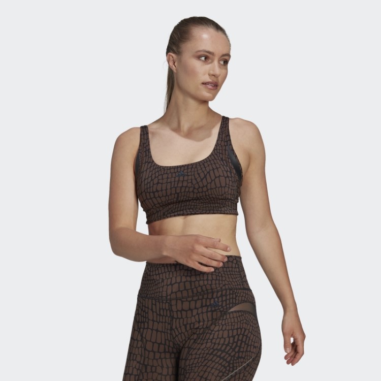 Sutiã Powerimpact Luxe Training De Suporte Médio Com Estampa Hiit Marrom Adidas