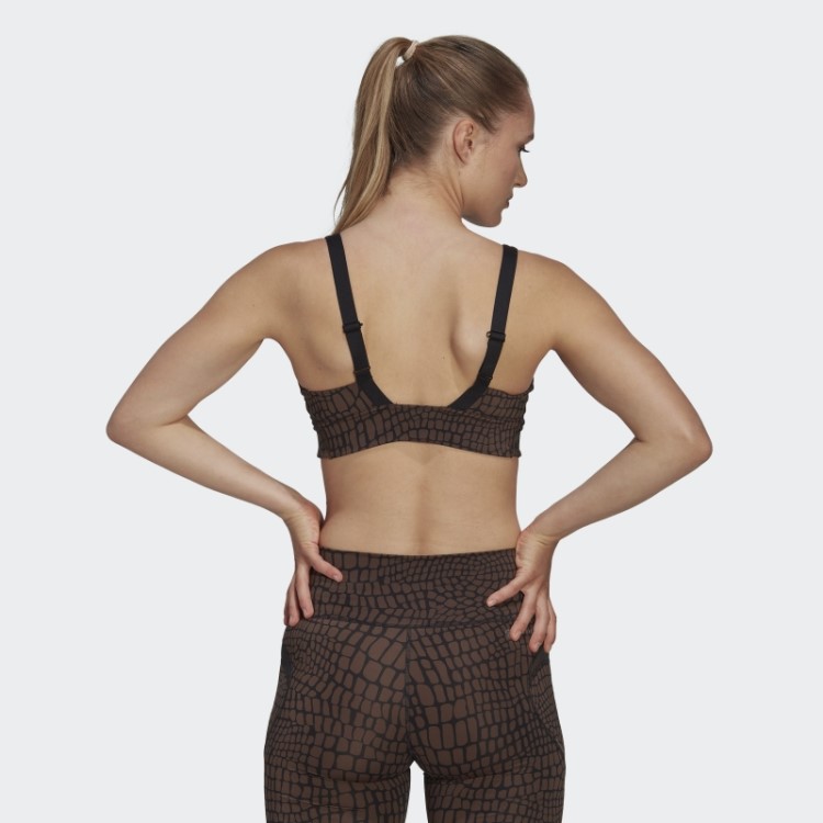 Sutiã Powerimpact Luxe Training De Suporte Médio Com Estampa Hiit Marrom Adidas