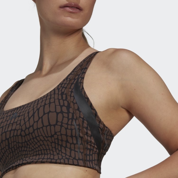 Sutiã Powerimpact Luxe Training De Suporte Médio Com Estampa Hiit Marrom Adidas