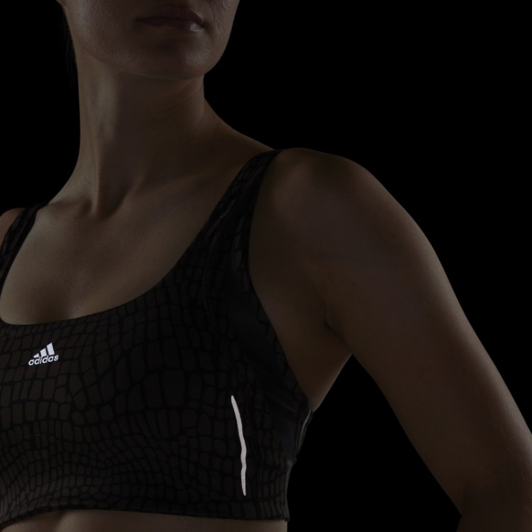 Sutiã Powerimpact Luxe Training De Suporte Médio Com Estampa Hiit Marrom Adidas