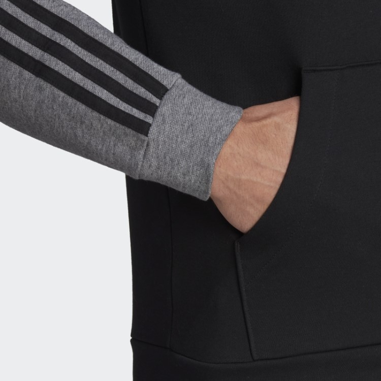 Moletom Com Capuz French Terry Preto Essencial Mélange Adidas