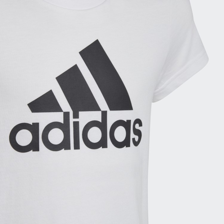 Camiseta Branca De Algodão Com Logo Grande Adidas