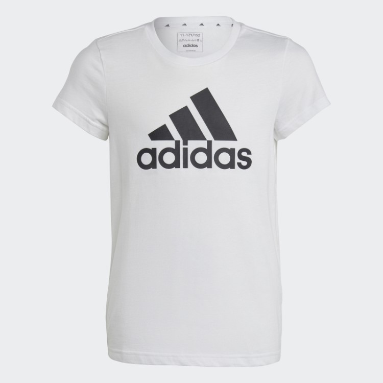 Camiseta Branca De Algodão Com Logo Grande Adidas Essentials